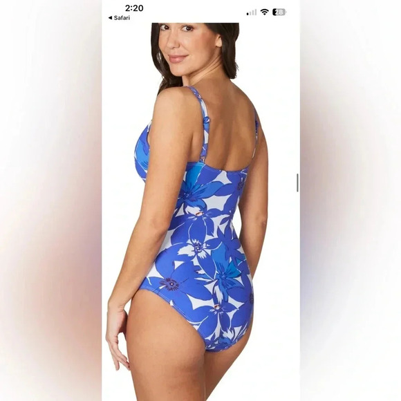 Floral Blue Women's One Piece Swimsuit - Picture 5 of 12